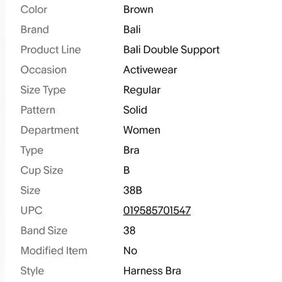 NWT Bali Double Support Wire Free Bra, Nude 38B $38 - Picture 8 of 8